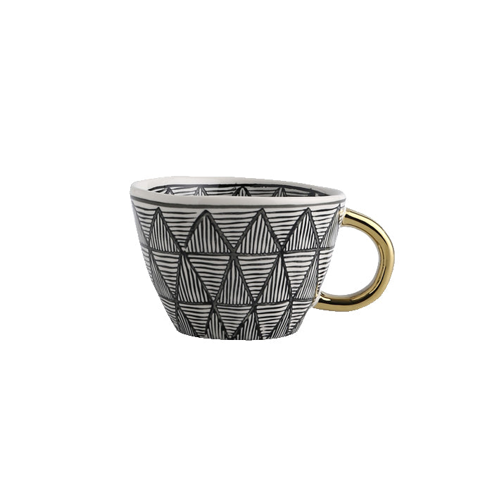 Geometric Mugs With Gold Handle