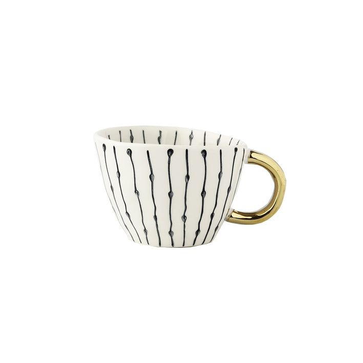 Geometric Mugs With Gold Handle