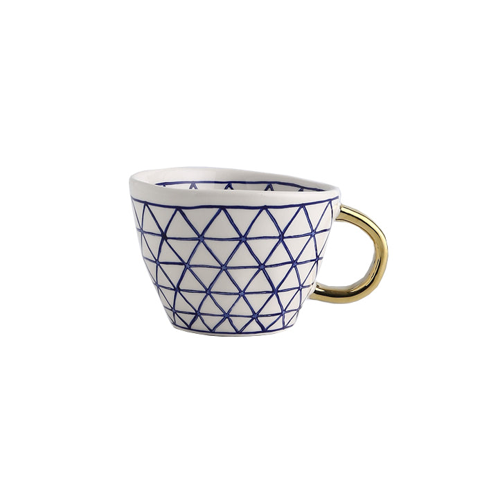 Geometric Mugs With Gold Handle