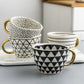 Geometric Mugs With Gold Handle