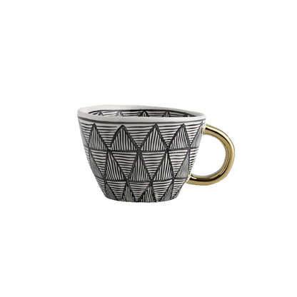 Geometric Mugs With Gold Handle