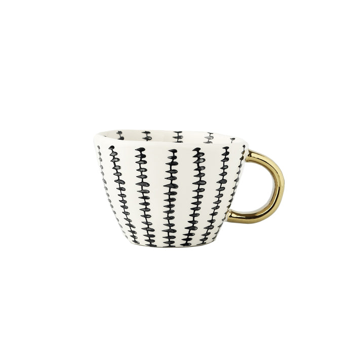 Geometric Mugs With Gold Handle