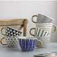 Geometric Mugs With Gold Handle
