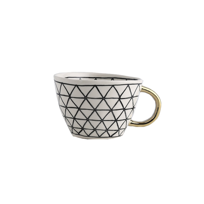 Geometric Mugs With Gold Handle