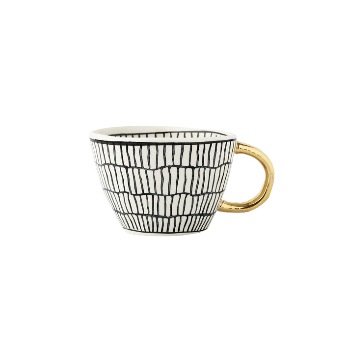 Geometric Mugs With Gold Handle